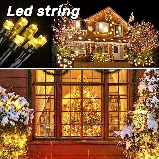  Solar Fairy Lights Outdoor Light Strings Waterproof 8 Modes 10m 100leds String Light Outdoor Lighting For Party Garden Christmas Outdoor New Year Holiday Decoration