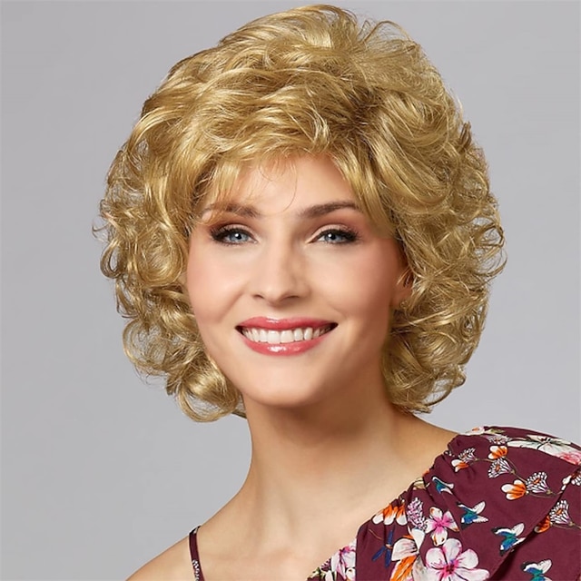 Short Blonde Curly Wig For White Women Natural Looking Synthetic   Jfwypk1699859150411 