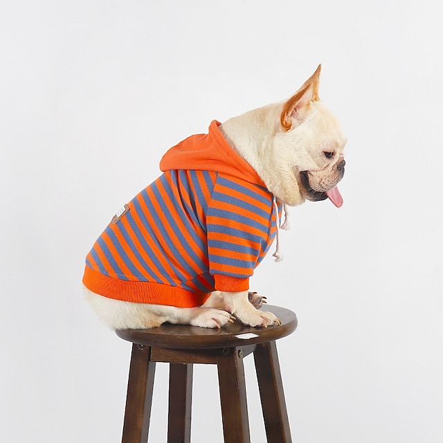  Striped Sweatshirt Dog Pullover Sweater Cats Knitwear Kitten Clothes Warm Dog Sweater Pet Striped Clothes cat Clothes pet Jumpsuit Dog Overalls 2XL Hoodie Winter Cotton