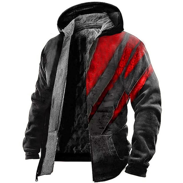 Color Block Graphic Prints Men's Daily 3D Print Zip Hoodie Holiday ...