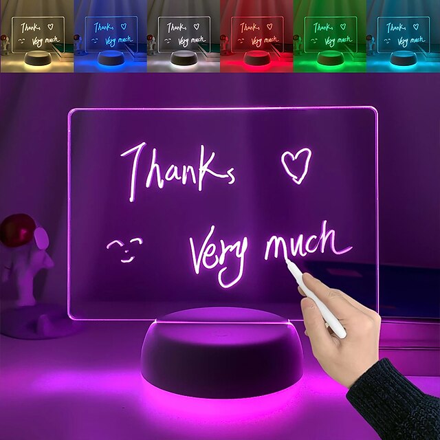  DIY 3D Note Board Creative Led Night Light 16 Color Change USB Message Board Remote Control & Touch Message Board Light With Christmas Gift for Girls Boys Children