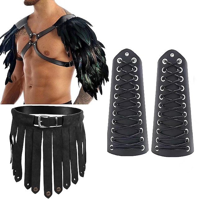  Retro Vintage Punk & Gothic Medieval 17th Century Armor Outfits Viking Celtic Knight Men's Halloween Carnival Performance Gay Club Skirts