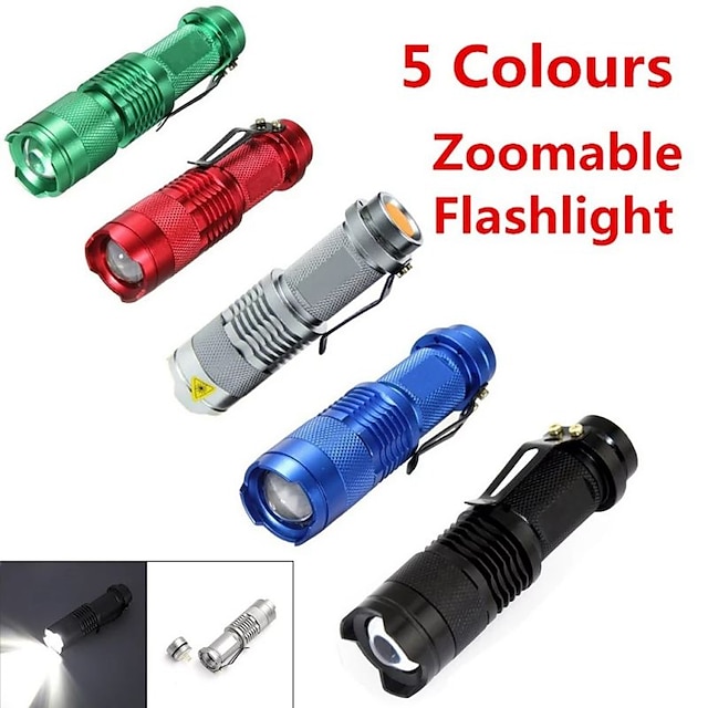  Alonefire SK68 Zoom Red Light Flashlight Mini Portable Belt Clip Tactical Focusing Zoom Torch Beekeeping Fishing Blood Vessels Search Ms Travel Hotel Camera Detector Outdoor Signal Red Lights