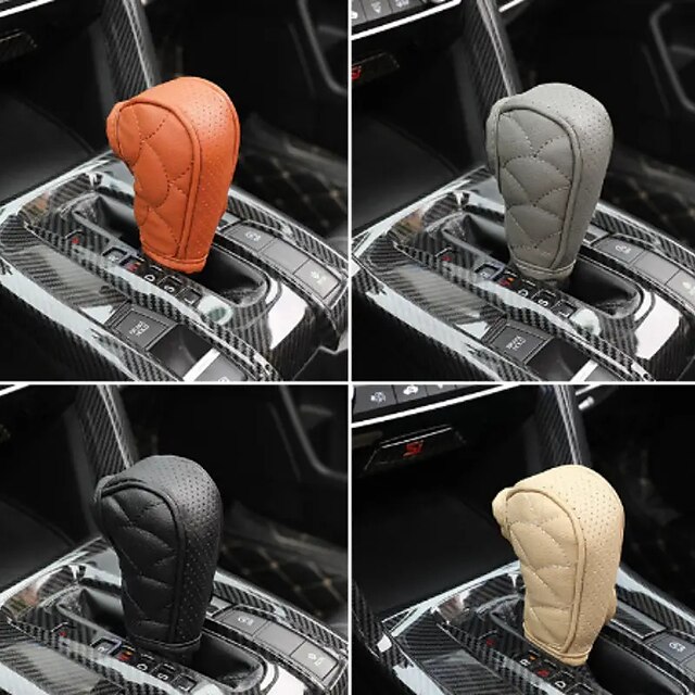  Capa universal para botão da alavanca de câmbio de carro, couro sintético, gola de mudança, alavanca de mudança, proteção contra poeira