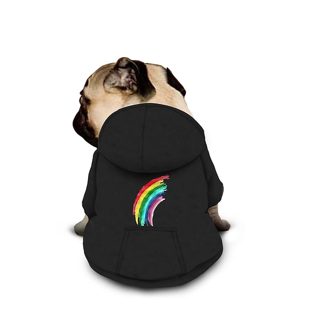  felpa con cappuccio per cani con lettera arcobaleno stampa meme di testo maglioni per cani per cani di taglia grande maglione per cani solido morbido pile spazzolato vestiti del cane felpa con