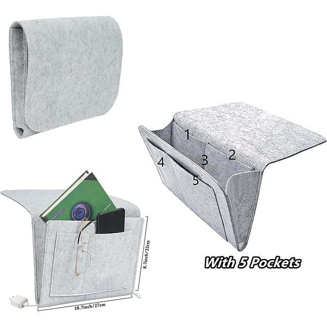 Felt Bedside Storage Bag Pouch Bed Desk Bag Sofa TV Remote Control ...