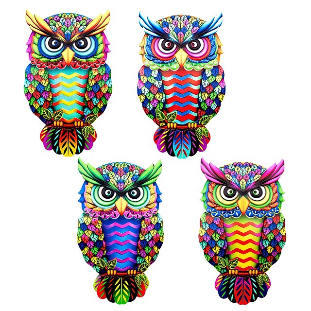 Metal owl Wall Art Decor Metal Colorful Birds 3D Outdoor Sculpture
