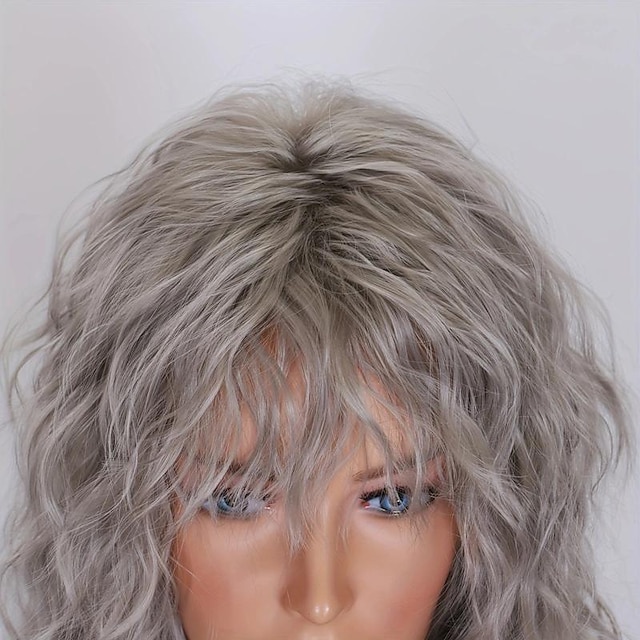  parrucche bianche per capelli lunghi a onda d'acqua con frangia parrucche sostitutive dei capelli in fibra sintetica da 20 pollici per le donne per anime cosplay costume di halloween usura del partito