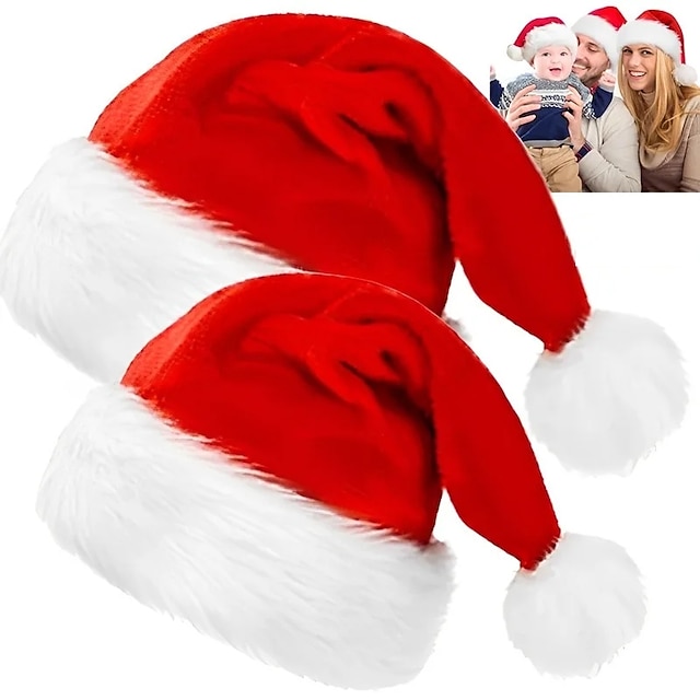  Adults Kids Christmas Hats Non-woven Fabric Santa Claus Xmas Hats Cap Merry Christmas New Year Party Festival Decoration Gifts