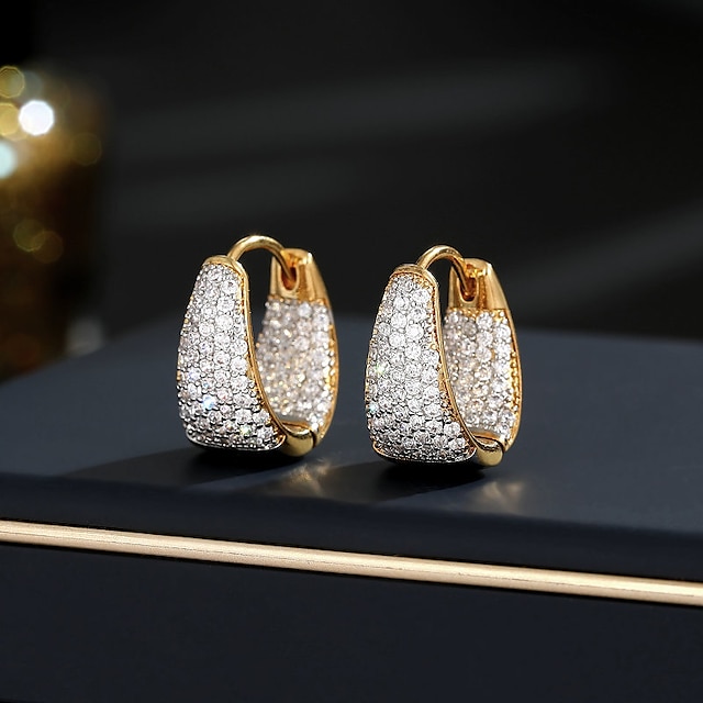 Γυναικεία Ζιρκονίτης Κρίκοι Πολυτελή Κοσμήματα Κλασσικό Κρεμαστό Πολύτιμος Στυλάτο Απλός Σκουλαρίκια Κοσμήματα Χρυσό Για Δώρο Φεστιβάλ 1 ζευγάρι