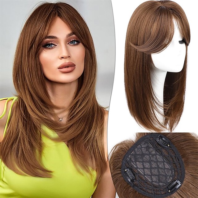 Hair Toppers For Women Clip In Topper Hair Long Layered Hair Topper 18inch Big Base Clip On 