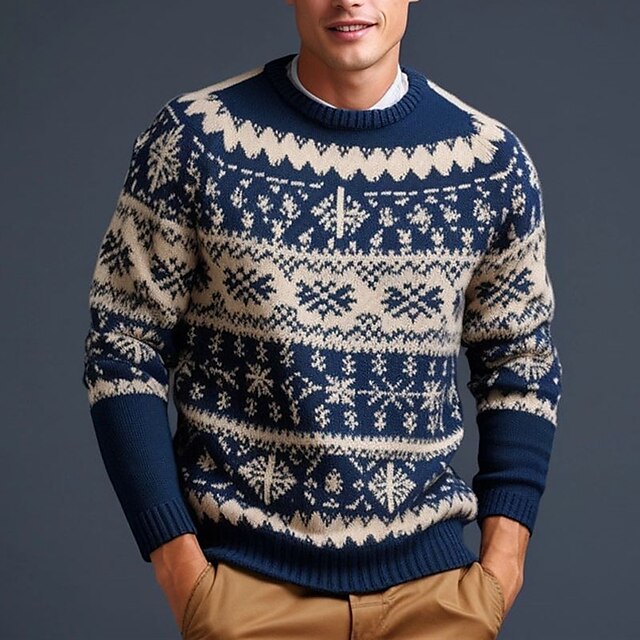 Geometry Casual Men's Print Knitting Pullover Sweater Jumper Knitwear ...