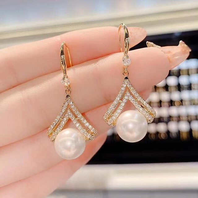  Femme Boucle d'Oreille Pendantes Boucles d'Oreille Géométrique Content mode simple Des boucles d'oreilles Bijoux Blanche Pour Cadeau du quotidien 1 paire