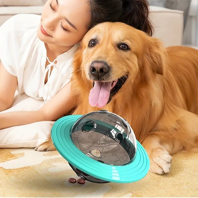  Brinquedo quebra-cabeça de bola iq treat para cães - bola de alimentação lenta com distribuição de comida para enriquecimento e limpeza dos dentes - brinquedo interativo para cães pequenos, médios e