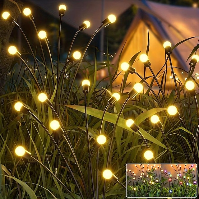  2 stuks zonne-tuin vuurvliegjes lichten starburst zwaaiend licht zwaaiend als de wind waait zonne-verlichting buiten decoratieve kleur veranderende rgb licht voor tuin patio pad decoratie, halloween
