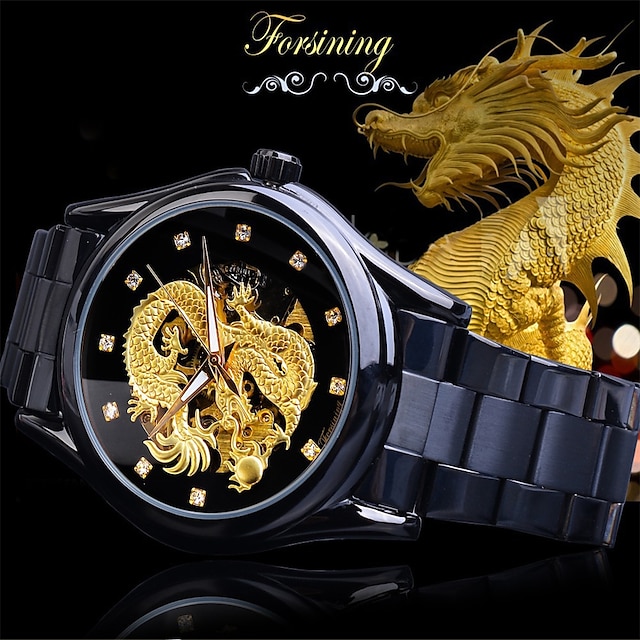  FORSINING 男性 機械式時計 贅沢 大きめ文字盤 ファッション ビジネス 自動巻き 光る 防水 合金 腕時計