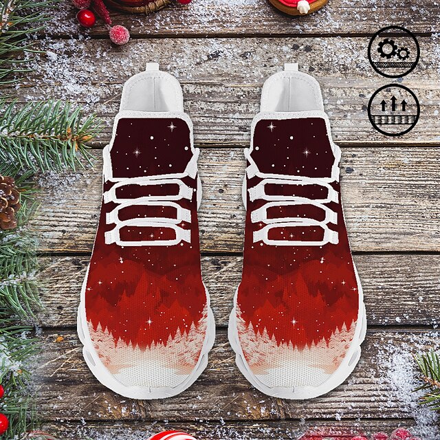  Men's Sneakers Casual Shoes Print Shoes Xmas Shoes Flyknit Shoes Running Fitness & Cross Training Shoes Walking Sporty Casual Outdoor Christmas Xmas Cloth Breathable Comfortable Slip Resistant Lace-up