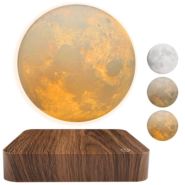  Lampe de lune en lévitation, lampe de lune flottante magnétique de 18 cm, veilleuse luna tournante avec 3 modes de couleur, pour la décoration de bureau à domicile, lampes uniques de chambre à