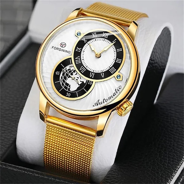  FORSINING 男性 機械式時計 贅沢 大きめ文字盤 ファッション ビジネス 自動巻き 防水 合金 腕時計