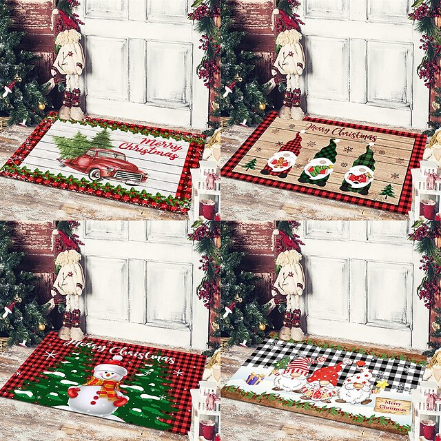  Weihnachts-Bodenmatte, Tür-Bodenmatte, Weihnachtsmann, Schneemann, Veranda, Balkon, rutschfester, saugfähiger Teppich, Urlaubsdekoration, bedruckte Fußmatte, Urlaubsdekoration