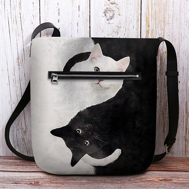 Black Cat Pattern Print Crossbody bags