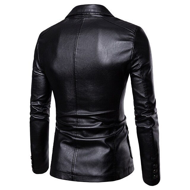 Men's Leather Jacket Blazer Outdoor Daily Wear Thermal Warm Windproof ...
