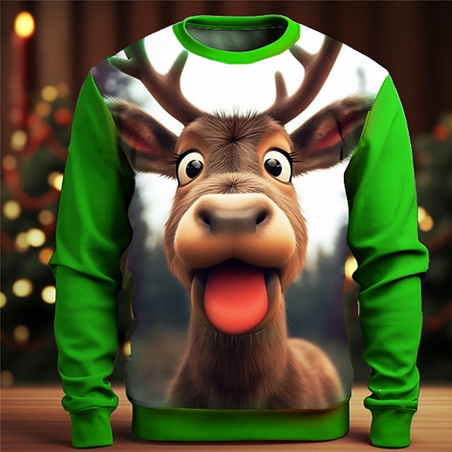  Homme Graphique Chaque Noël à l'orignal Sweat-shirts Sweat-shirt de golf manche longue Sweat-shirt Col ras du cou Mode Quotidien Occasionnel Impression 3D Vacances Fête Sortir Imprimé Printemps