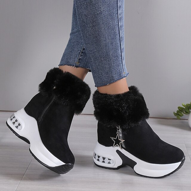 VANGELO Women Water Proof Boot HF9536 Ankle Winter Fur Casual Boot Taupe Brown