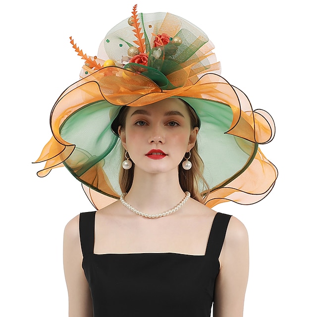  Hats Organza Kentucky Derby Church Wedding Fancy With Flower Tulle Headpiece Headwear