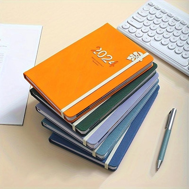 2024 Planner Notebook English Schedule Book Weekly Monthly A5 Strap