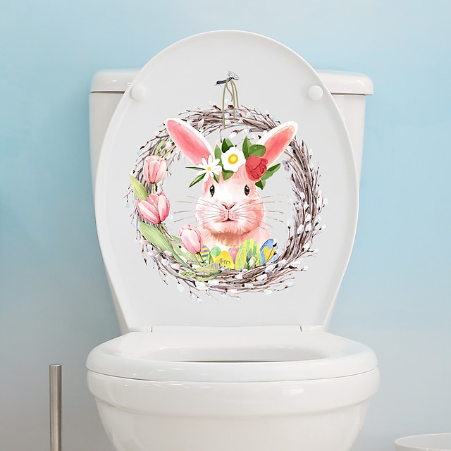 1pcs Cartoon Cute Rabbit Toilet Stickers Toilet Decoration Self ...