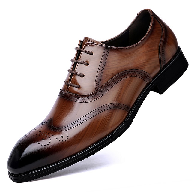  Homens Oxfords Sapatos Derby Sapatos formais Bullock Shoes Sapatos de vestir Vintage Negócio Formais Casamento Diário Couro Ecológico Confortável Antiderrapante Com Cadarço Preto Marron Primavera