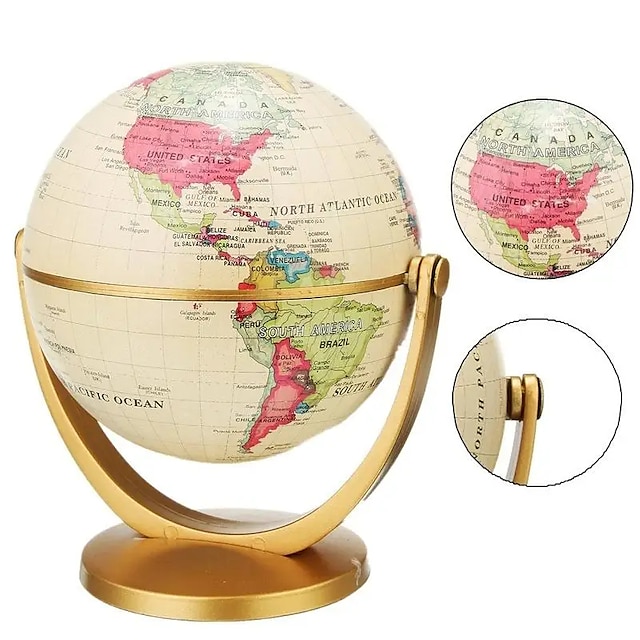  1 stk retro globe 360 roterende jord verden hav kart ball antikk skrivebord geografi læring utdanning hjemme skole dekorasjon