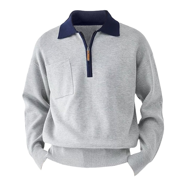  Per uomo Pullover Maglione Maglioni con zip a un quarto Maglione lavorato a maglia A coste Maglia Standard Lavorato a maglia Fossa Liscio Bavero Tenere al caldo Contemporaneo moderno Da tutti i