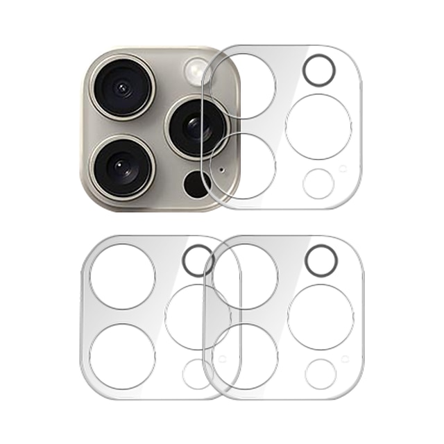  3 pezzi Protezione dell'obiettivo della fotocamera Per Apple iPhone 15 Pro Max 14 Plus 13 12 11 Pro Max Vetro temperato Durezza 9H Alta definizione (HD) Anti-graffi