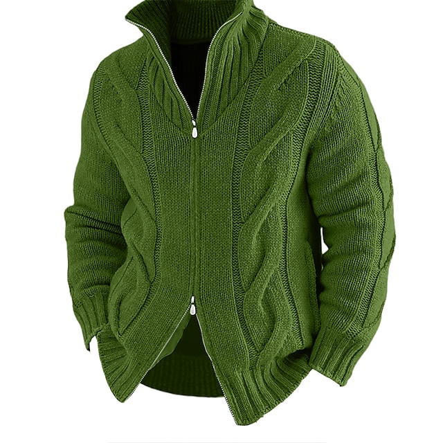 Men's Cardigan Sweater Zip Sweater Chunky Cardigan Cable Regular ...