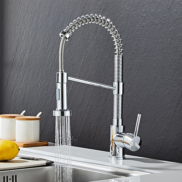  2 Modes Kitchen Faucet with Flexible Spray and Dishcloths Holder, Modern Contemporary Centerset Single Handle One Hole Pull Out Pull Down Taps for Kitchen Sink, Ceramic Valve Insides