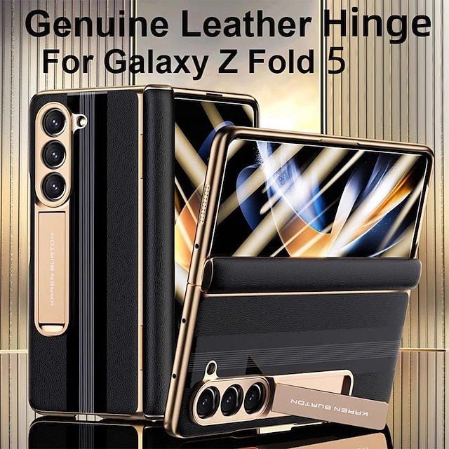  telefon Ügy Kompatibilitás Samsung Galaxy Z Fold 5 Magsafe-el Állvánnyal Teljes testvédő Ütésálló Tömör szín PC PU bőr