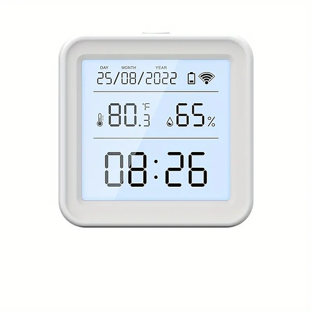  tuya wifi smart temperatur- og fuktighetssensor med støtte for bakgrunnsbelysning display trådløs termometer hygrometer sensor (batteri inkluderer ikke)