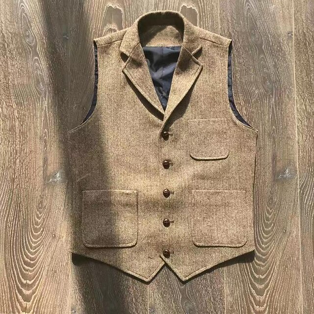Men's Vest Casual Daily Traditional Spring &  Fall Basic Terylene Casual / Daily Solid / Plain Color Single Breasted Lapel Form Fit Khaki Gray Vest3