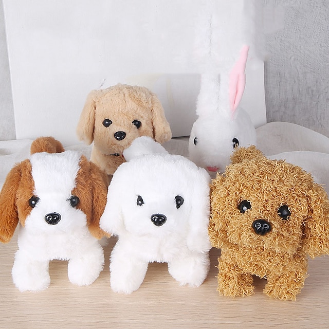  Interactive Plush Puppy Toy–Electric Simulation Animal Plush Pet Dog Little White Rabbit Bouncing And Making Sounds Cute Pet Teddy Dog Husky Wagging Its Tail