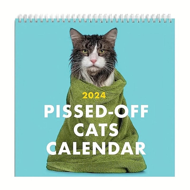  Calendar drăguț pentru pisici 2024 Calendar drăguț și amuzant pentru pisici poate fi agățat în format lunar, decorat cu tablouri murale amuzante, un cadou pentru iubitorii de pisici