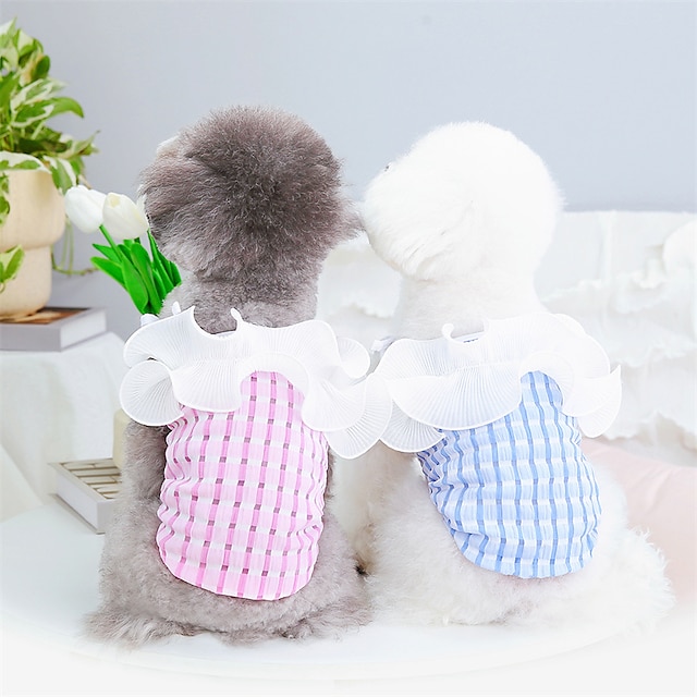  Dog Cat Vest Stripes Cute Sweet Dailywear Casual Daily Dog Clothes Puppy Clothes Dog Outfits Soft Pink Blue Costume for Girl and Boy Dog Polyester Cotton XS S M L XL