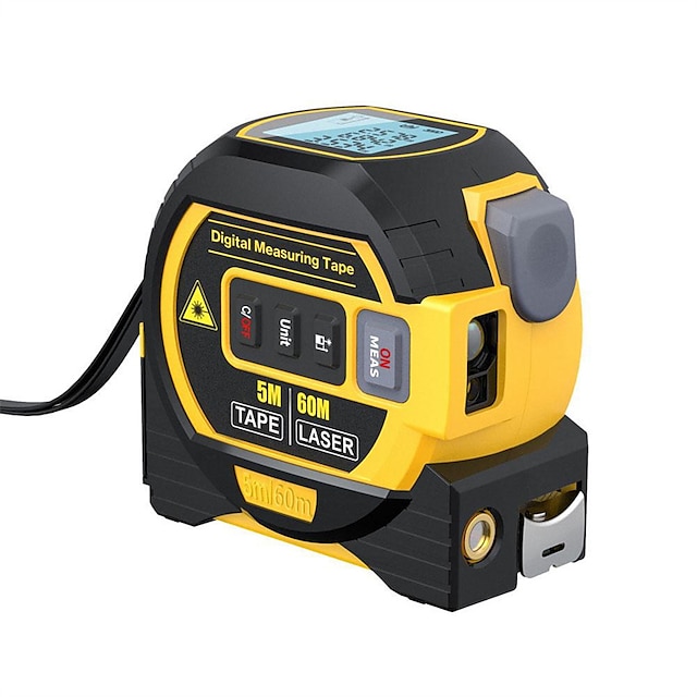  Télémètre laser 3 en 1, règle à ruban de 5m, écran lcd avec rétro-éclairage, distancemètre, dispositif de mesure du bâtiment