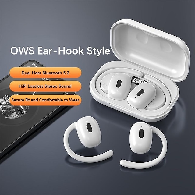  usure indolore contour d'oreille stéréo écouteurs Bluetooth tws contour d'oreille à conduction aérienne casque Bluetooth appel mains libres écouteurs de conduite avec boîte de chargeur