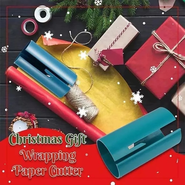  Cortador de papel de regalo navideño, cortador de rollo de papel de regalo deslizante cortador de papel cortador de papel cortador de papel portátil para embalaje de boda de cumpleaños
