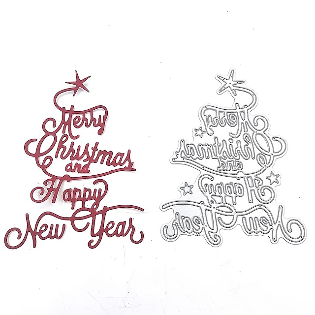 1pc Merry Christmas Happy New Year Stencil DIY Die Cut Scrapbooking ...