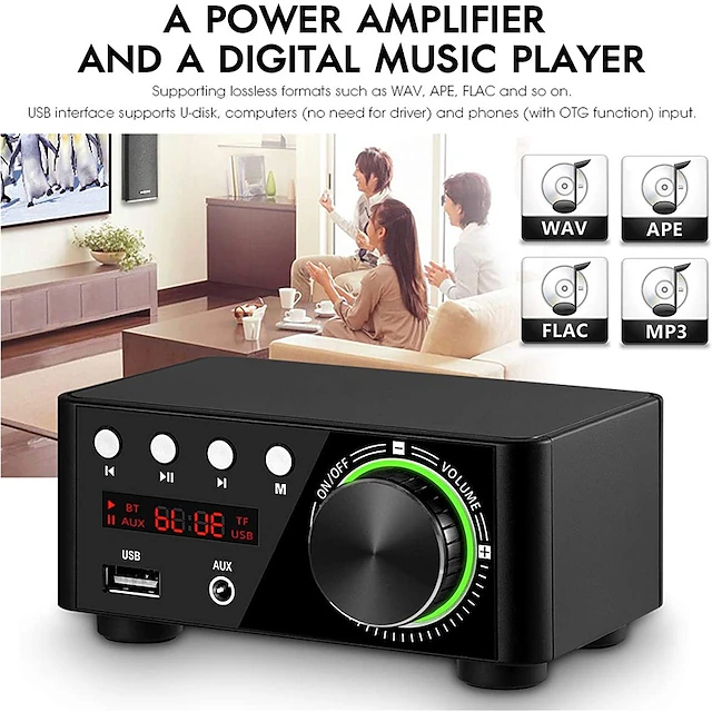 Bluetooth Digital Mini Amplifier 50WX2 Power Amplifier Board Bluetooth-compatible TPA3116 Receiver Stereo 12V Home Car Audio Amp USB U-disK TF Music Card Player 13