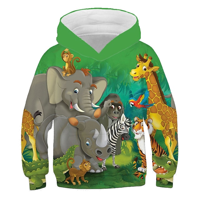  Kids Unisex Hoodie Graphic Animal Long Sleeve Spring Fall Winter Active Cool Polyester School Outdoor Casual