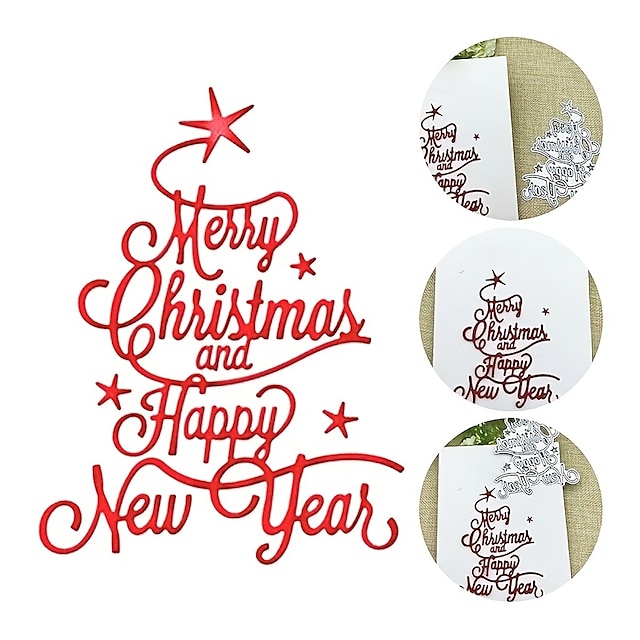 1pc Merry Christmas Happy New Year Stencil DIY Die Cut Scrapbooking ...